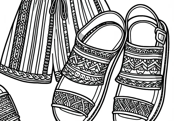Sandal coloring template clothing free