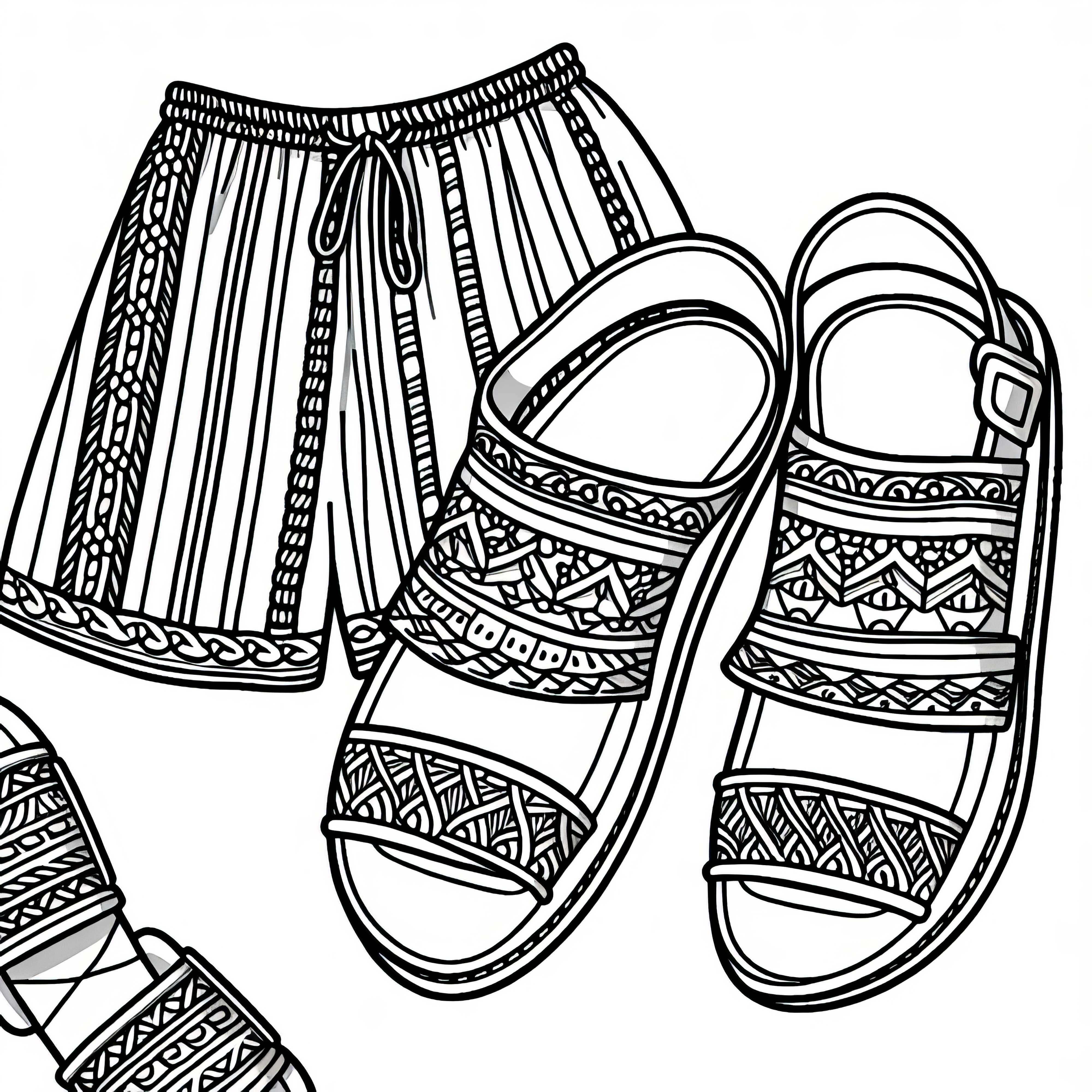 Șablon de colorat pentru sandale Îmbrăcăminte Gratuit
