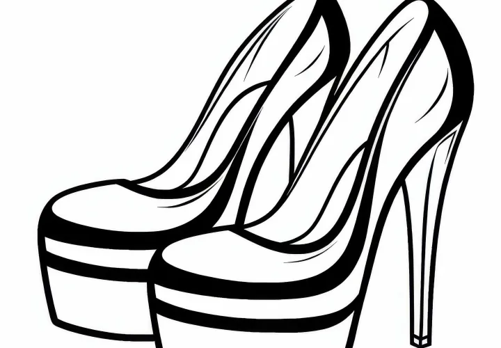 High-quality coloring page of high heels for free download