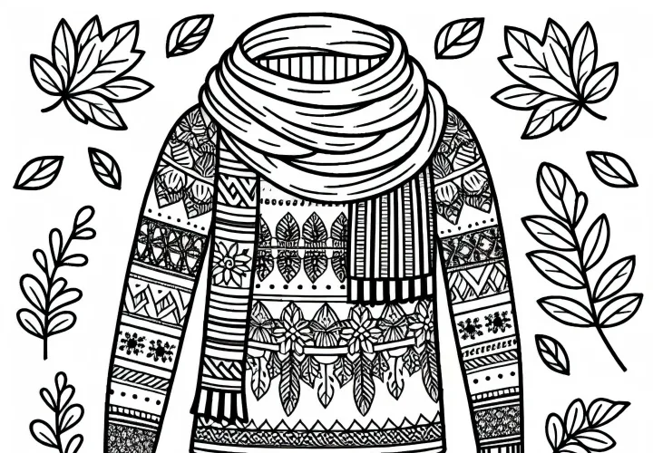 Coloring page of a scarf - Free template for clothing