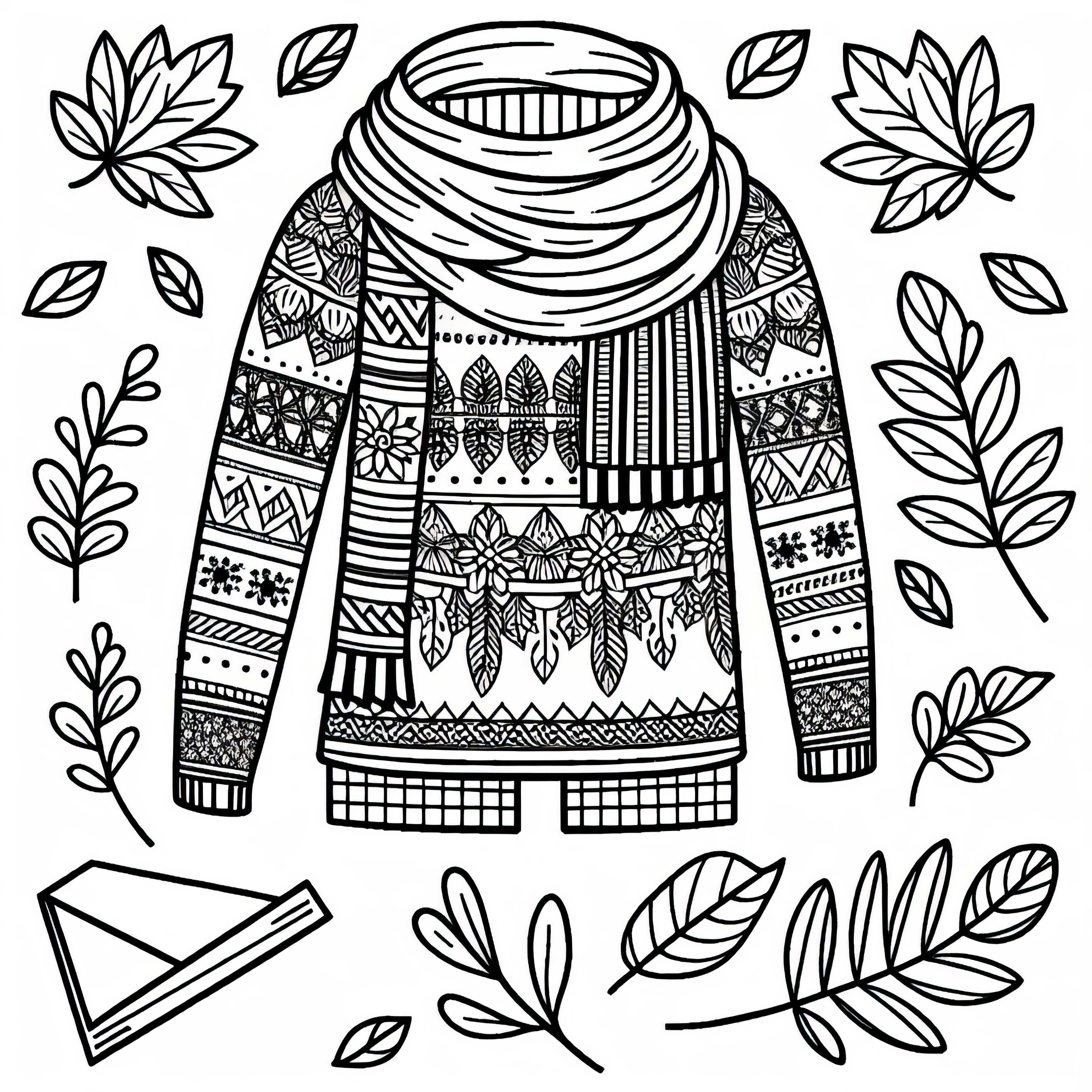 Imagine de colorat cu un fular - Model gratuit pentru îmbrăcăminte Desen de colorat cu un eșarfă – Șablon gratuit pentru îmbrăcăminte