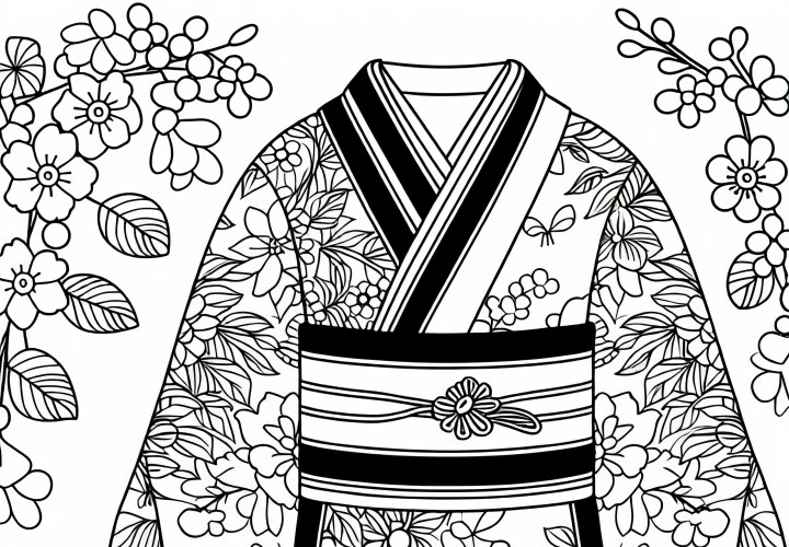Modèle de coloriage de kimono gratuit pour vêtements