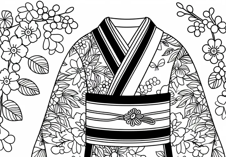 Free kimono coloring template for clothing