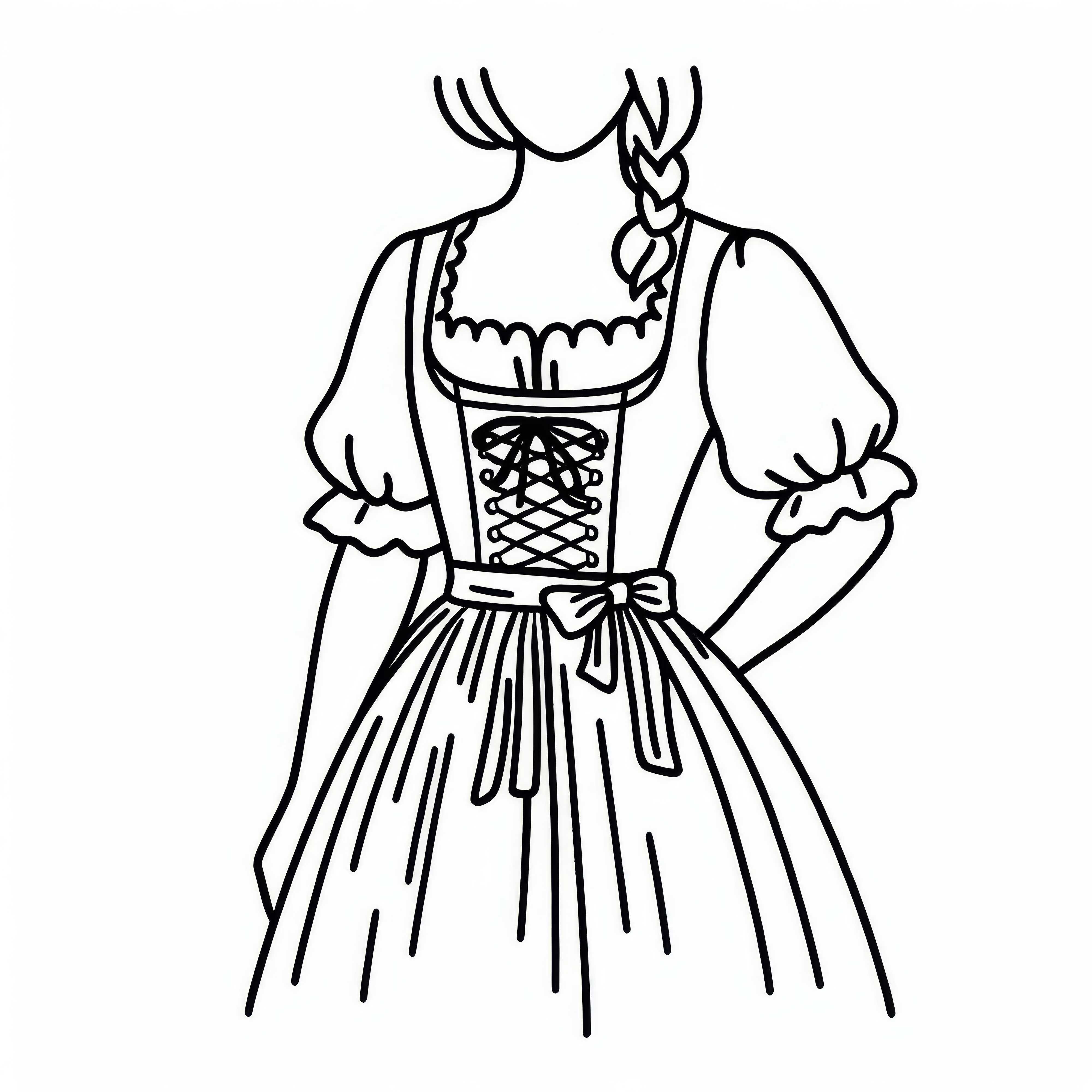 Image à colorier de dirndl pour vêtements à télécharger gratuitement