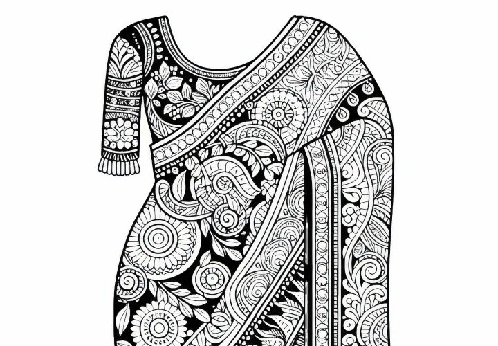 Sari coloring template clothing free