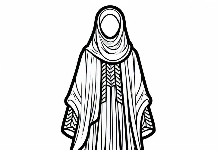 Dessin à colorier d'abaya - Vêtements gratuits à colorier