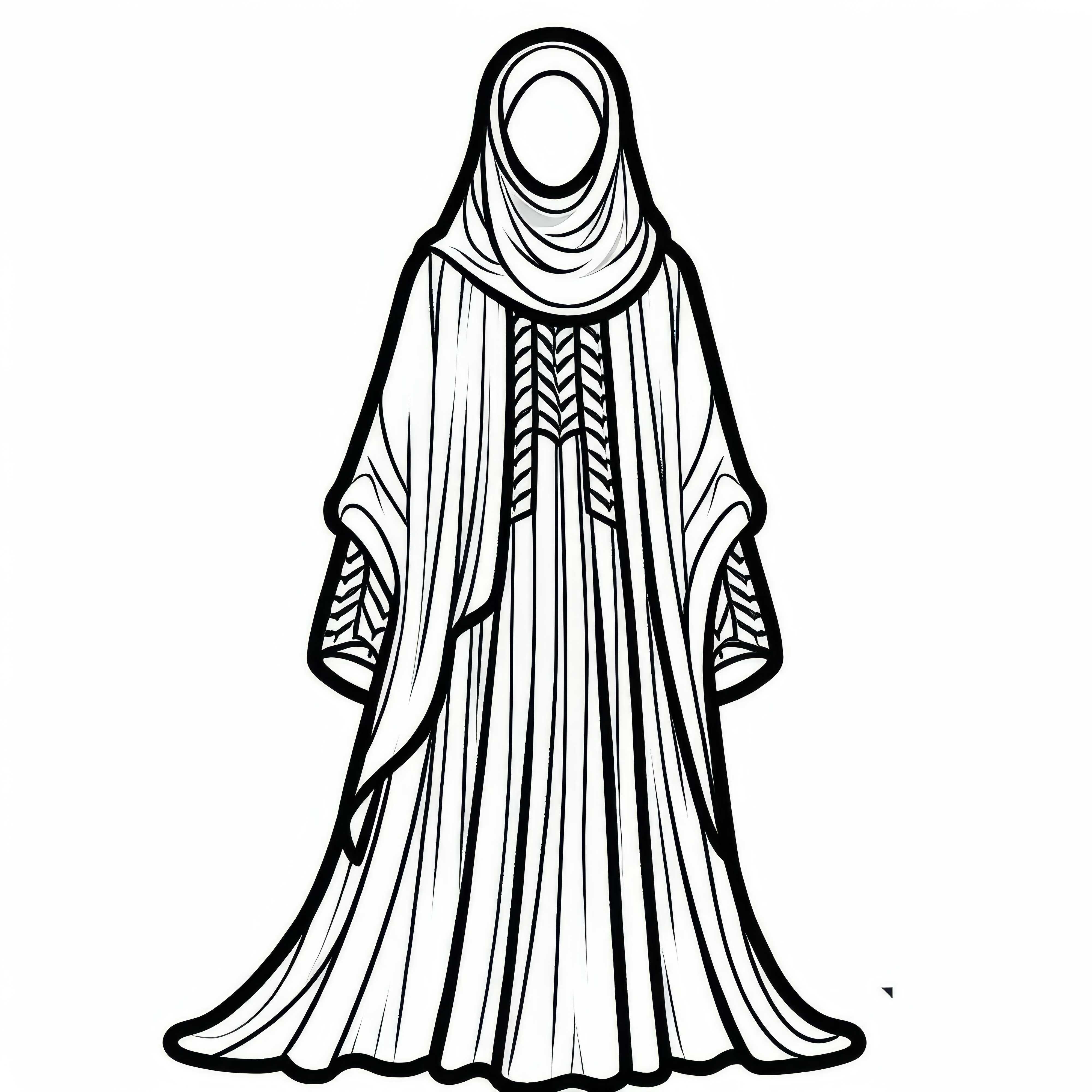 Image à colorier de l'abaya - Vêtements gratuits à colorier Dessin à colorier d'abaya - Vêtements gratuits à colorier