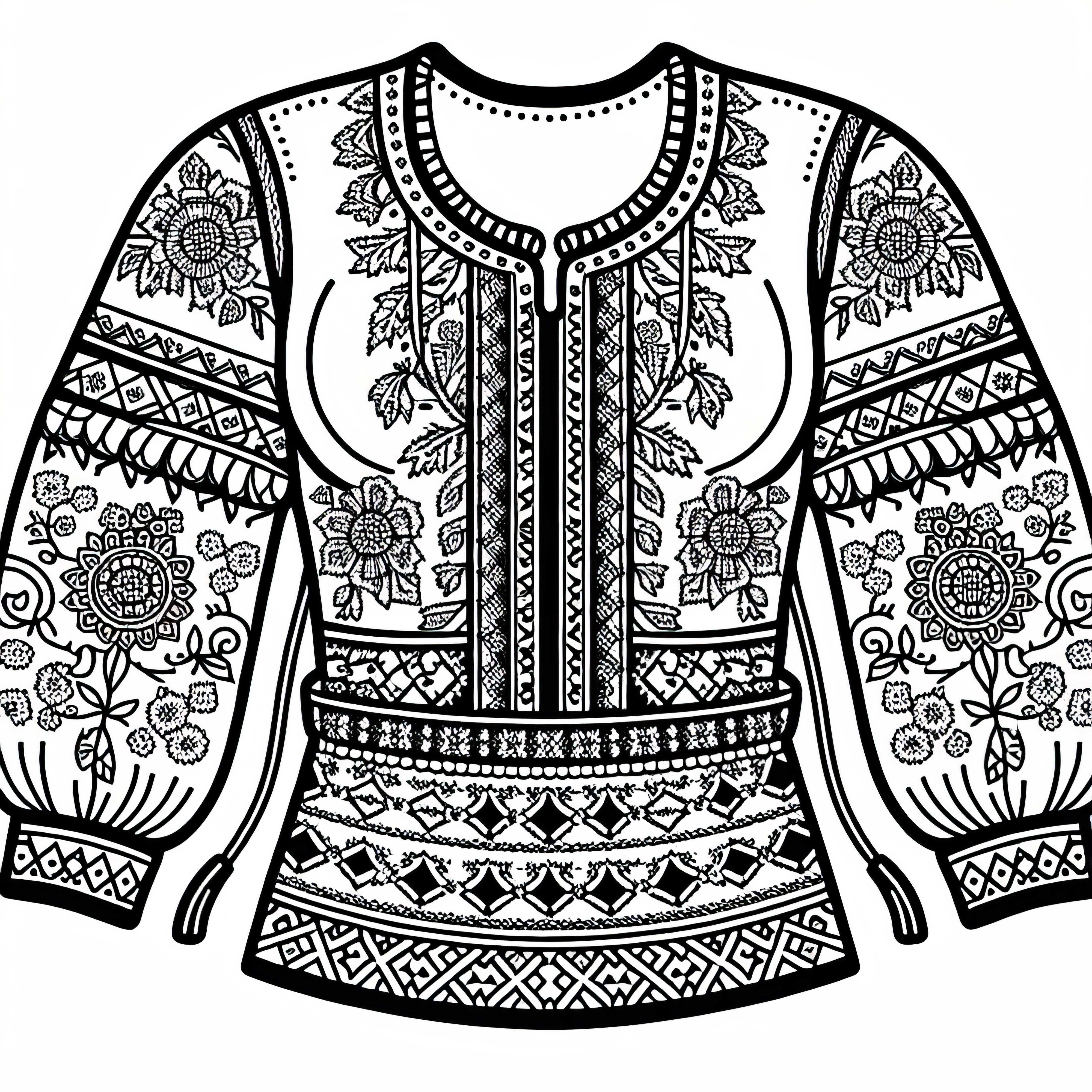 Image à colorier de chemise traditionnelle – Vêtements à colorier gratuits Coloriage de chemise traditionnelle - Vêtements gratuits à colorier