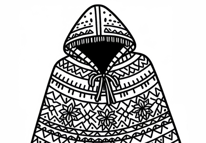 Modèle de coloriage de poncho pour vêtements gratuit