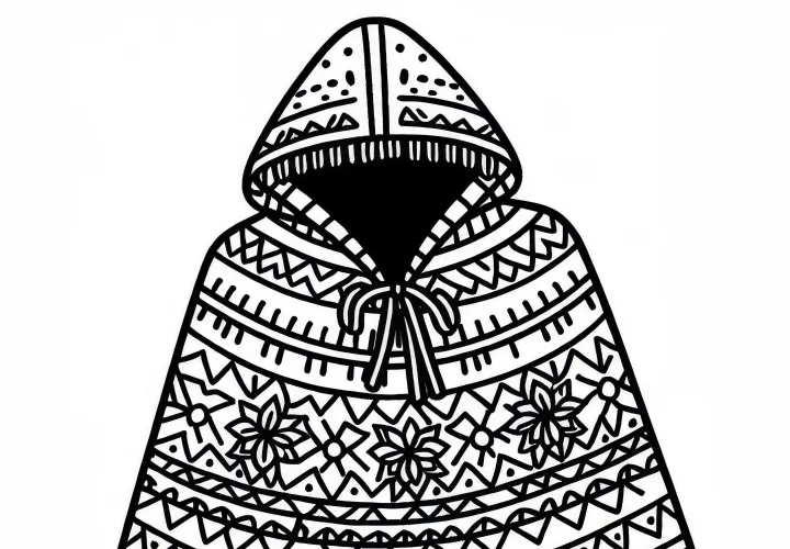 Poncho coloring template for clothing free