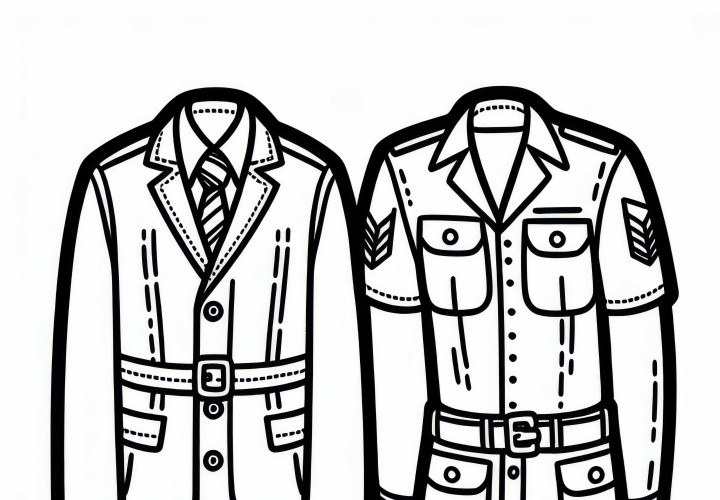 Gratis fargeleggingsbilde av en uniform for barn til fargelegging og nedlasting