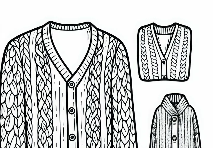 Бесплатная раскраска кардигана для одежды