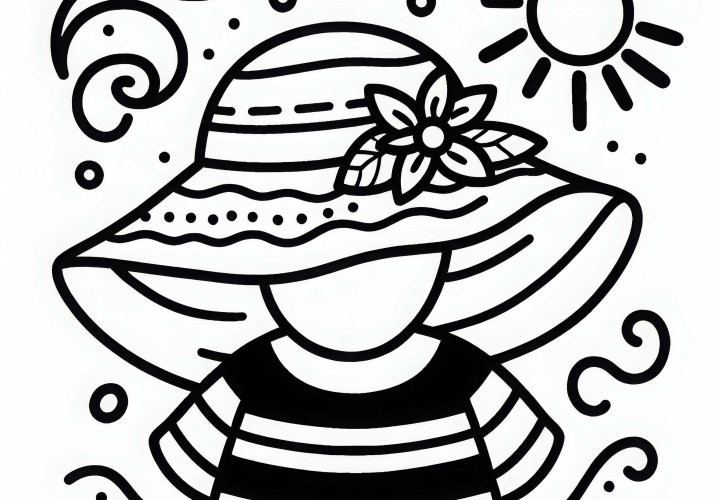 Раскраска с солнечной шляпой – бесплатное изображение для раскрашивания и скачивания