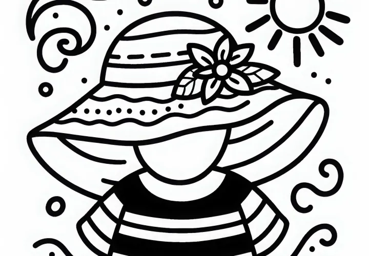 Раскраска с солнечной шляпой – бесплатное изображение для раскрашивания и скачивания