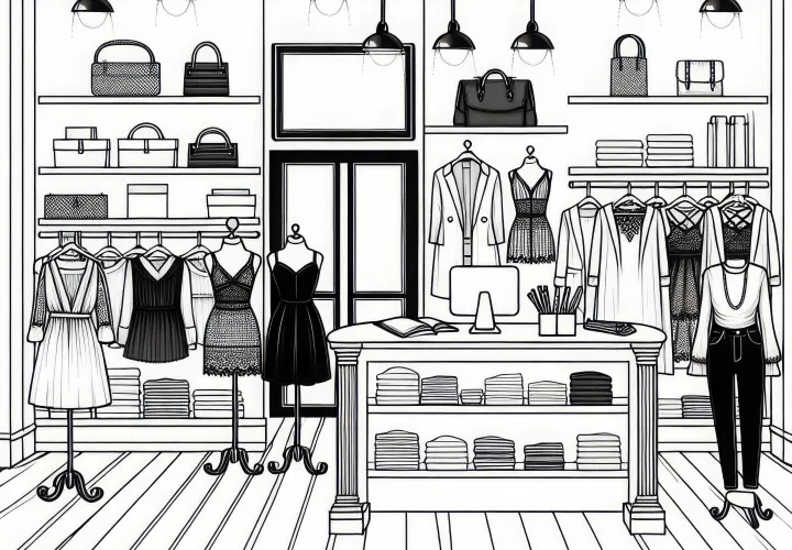 Модельный магазин раскраска одежда бесплатно