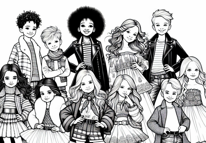 Barn leker med modeller – Gratis malemal for klær