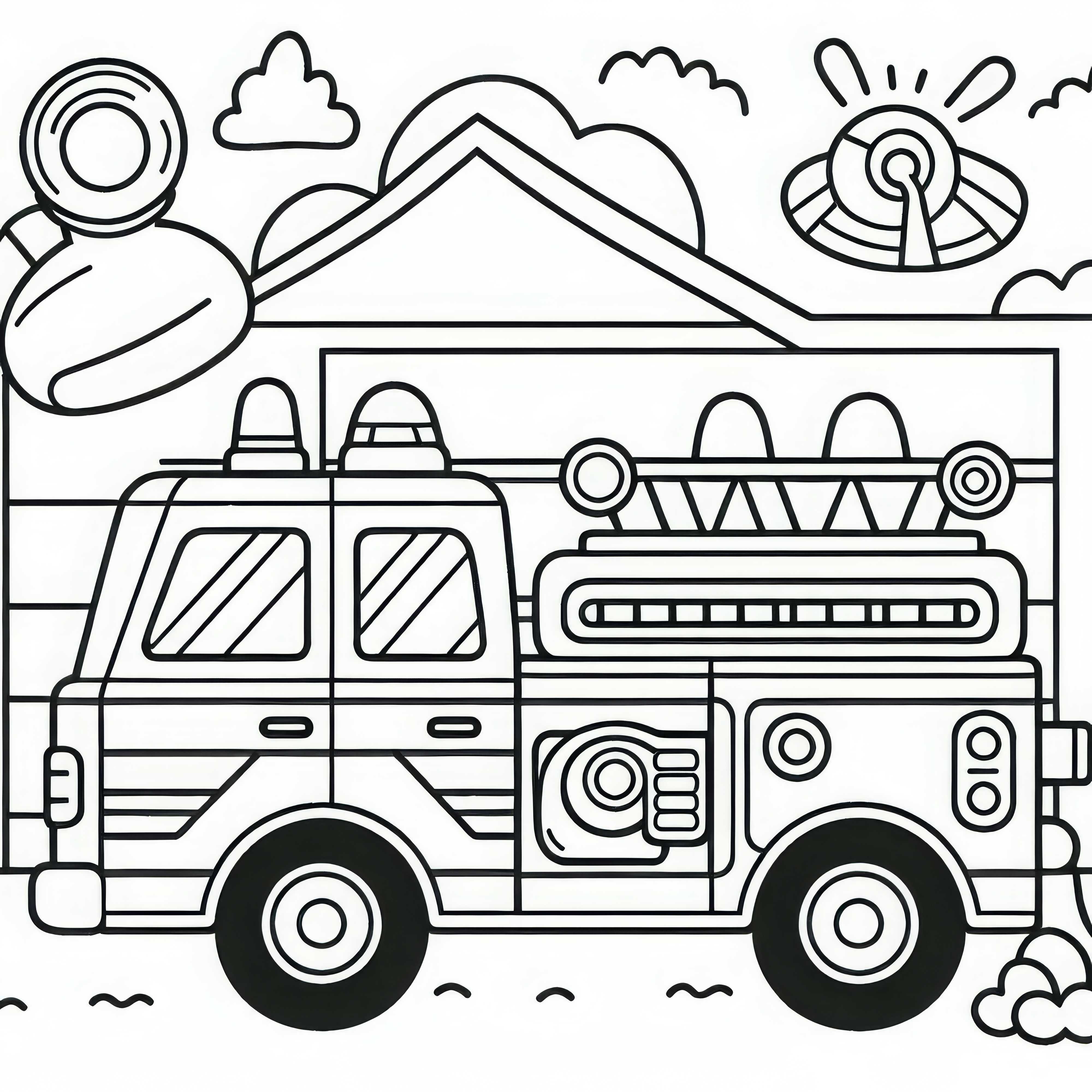 Dessin à colorier de camion de pompier pour garçons à partir de trois ans - gratuit