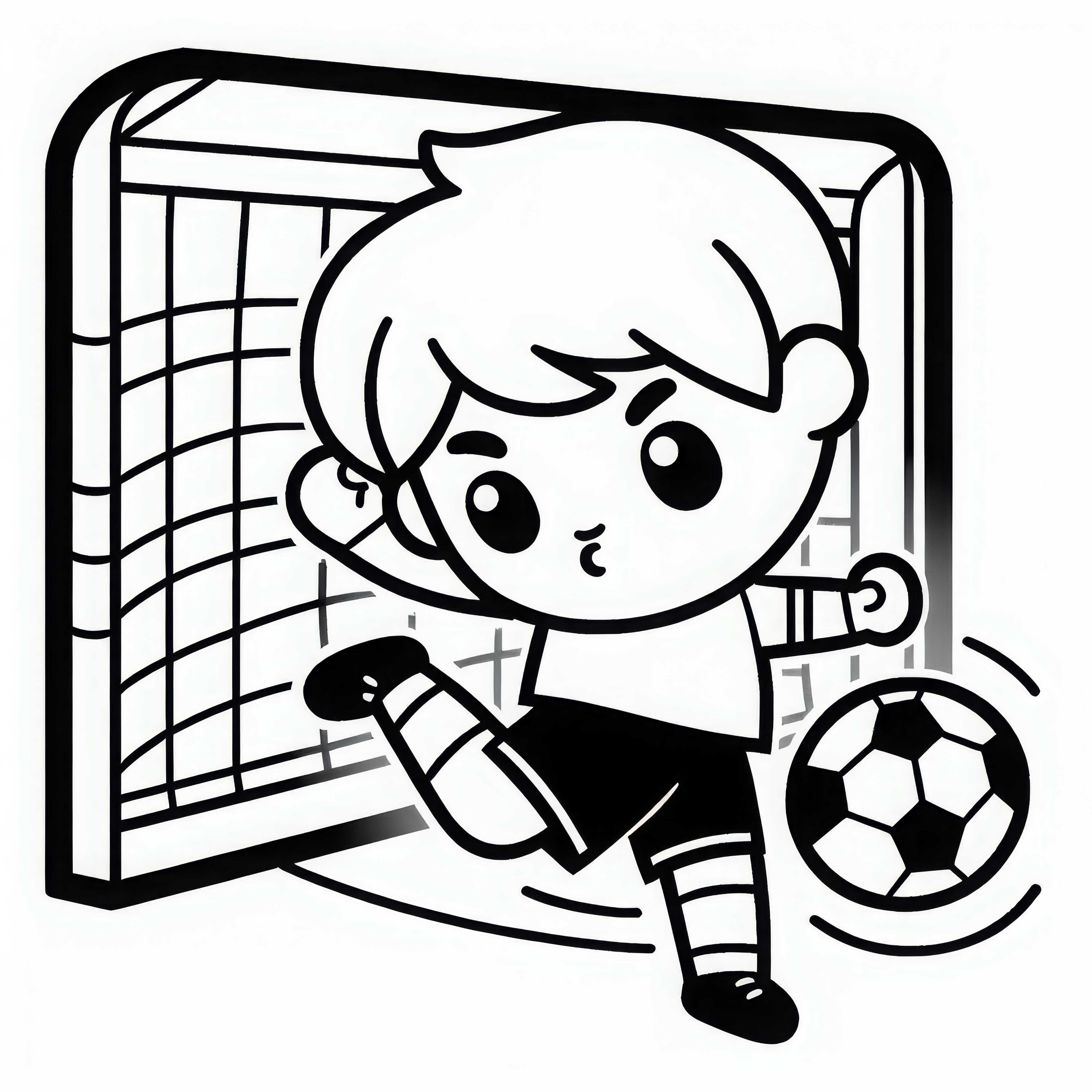 Joueur de football marque un but – dessin à colorier gratuit pour les garçons à partir de six ans