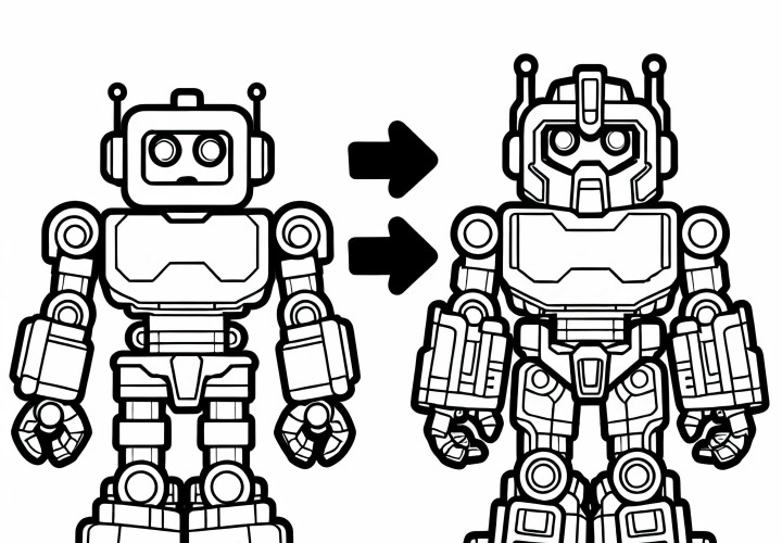 Coloriage de robot jouet se transformant pour garçons à partir de six ans gratuit
