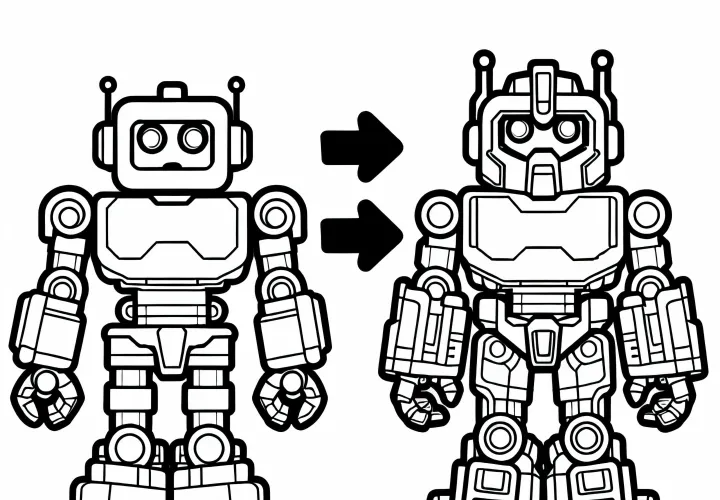 Coloriage de robot jouet se transformant pour garçons à partir de six ans gratuit