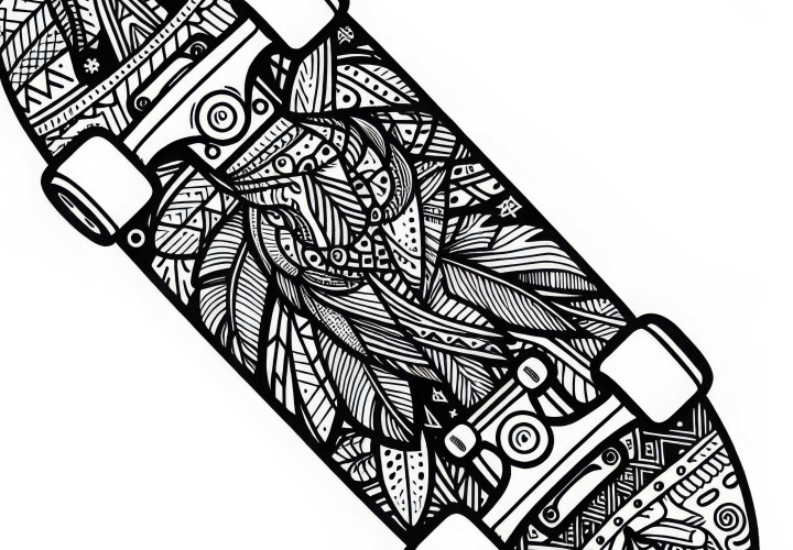 Image à colorier de skateboard pour garçons à partir de neuf ans gratuit