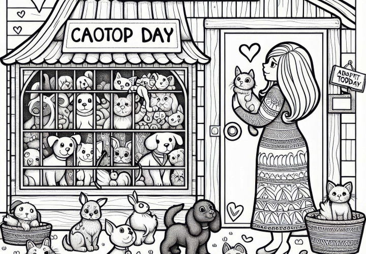 Modèle de coloriage de pension pour animaux pour les filles à partir de neuf ans, gratuit