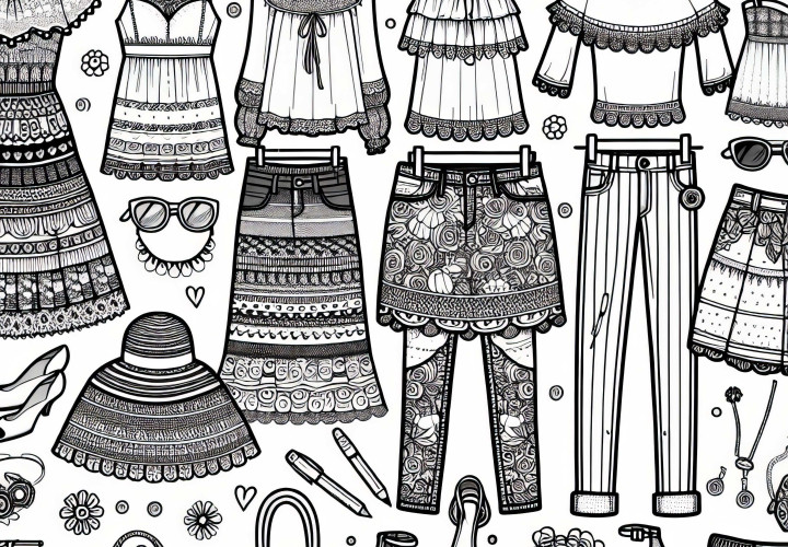 Modèle de coloriage de mode gratuit pour les filles à partir de neuf ans