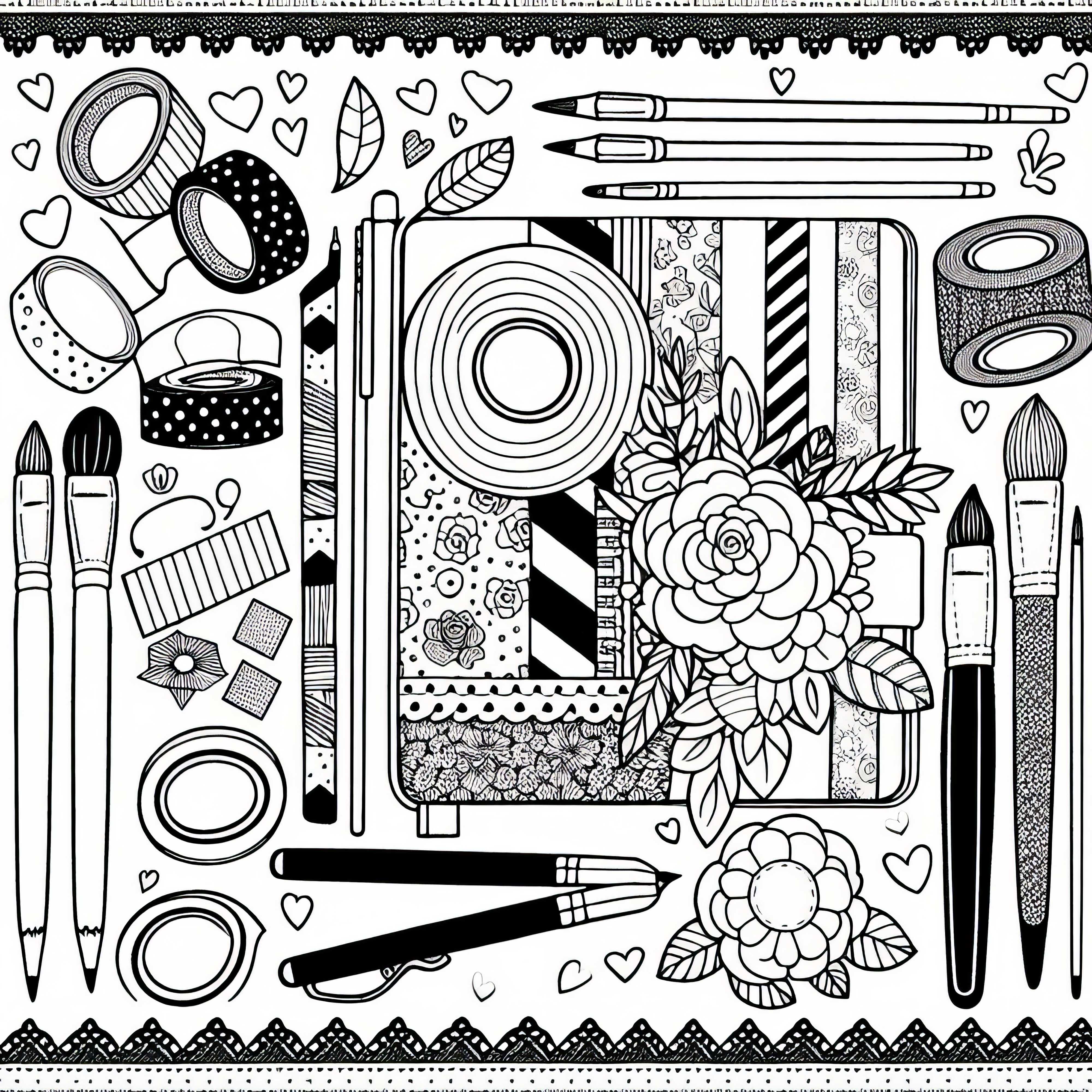 Kit de bricolage avec des rubans Washi, des marqueurs, des pinceaux – Dessin à colorier pour les filles à partir de neuf ans gratuit