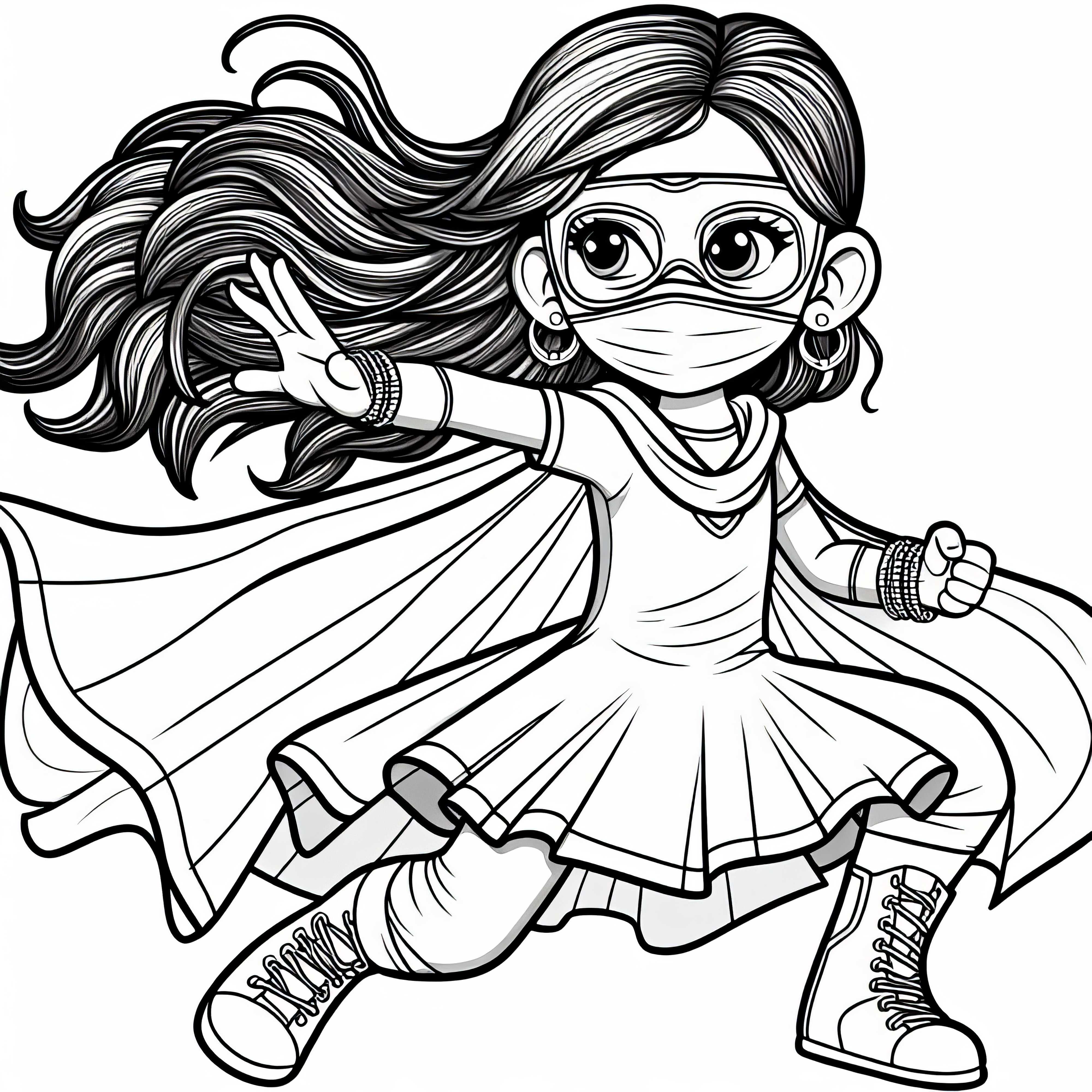 Fille super-héroïne avec masque – Dessin à colorier pour filles de neuf ans et plus, gratuit
