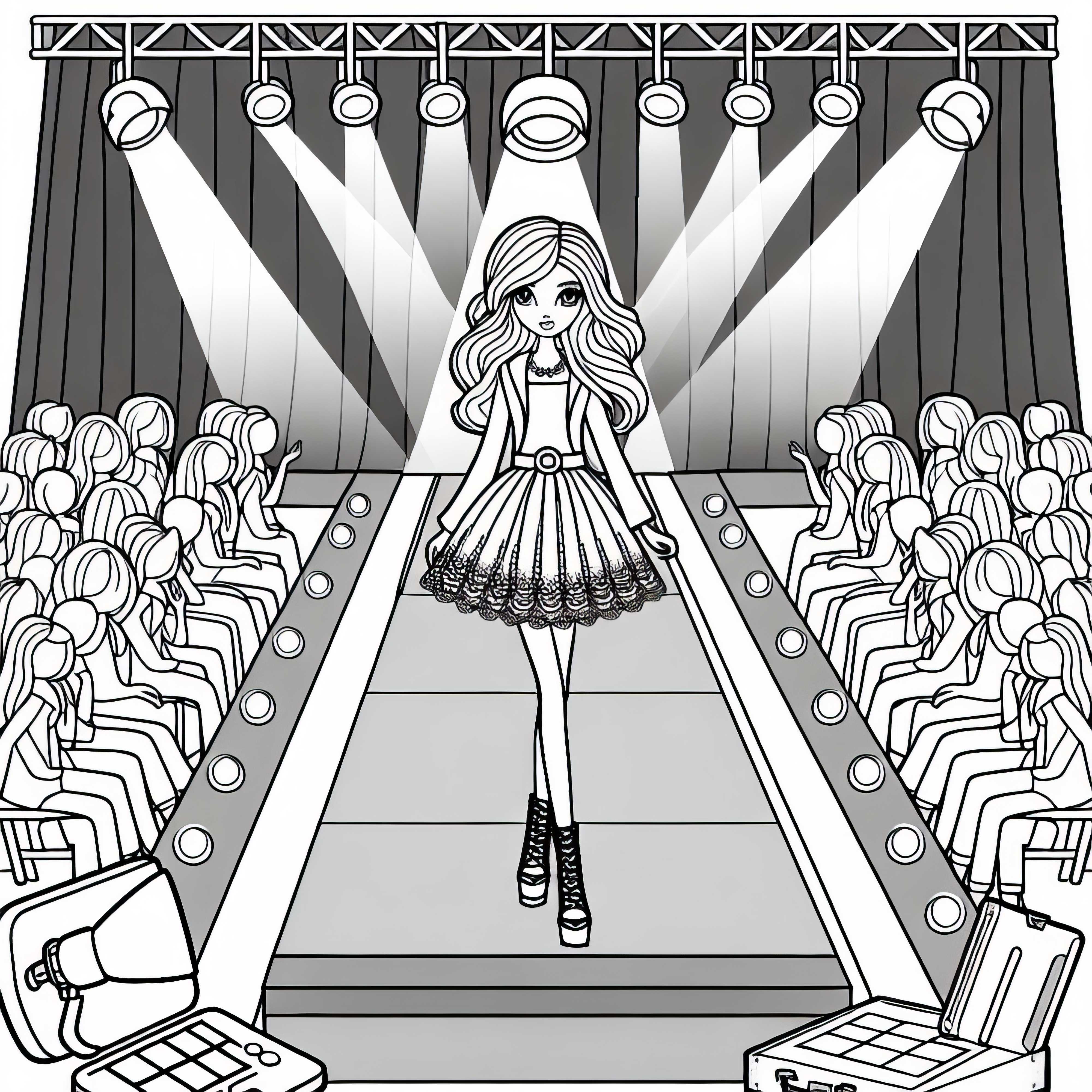 Modèle sur le podium - Dessin à colorier pour les filles à partir de neuf ans - Gratuit