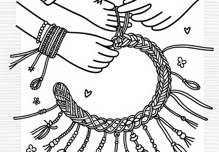 Bracelet d’amitié à nouer – Image à colorier pour les filles à partir de six ans – Gratuit