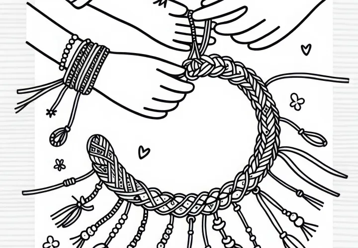 Bracelet d’amitié à nouer – Image à colorier pour les filles à partir de six ans – Gratuit