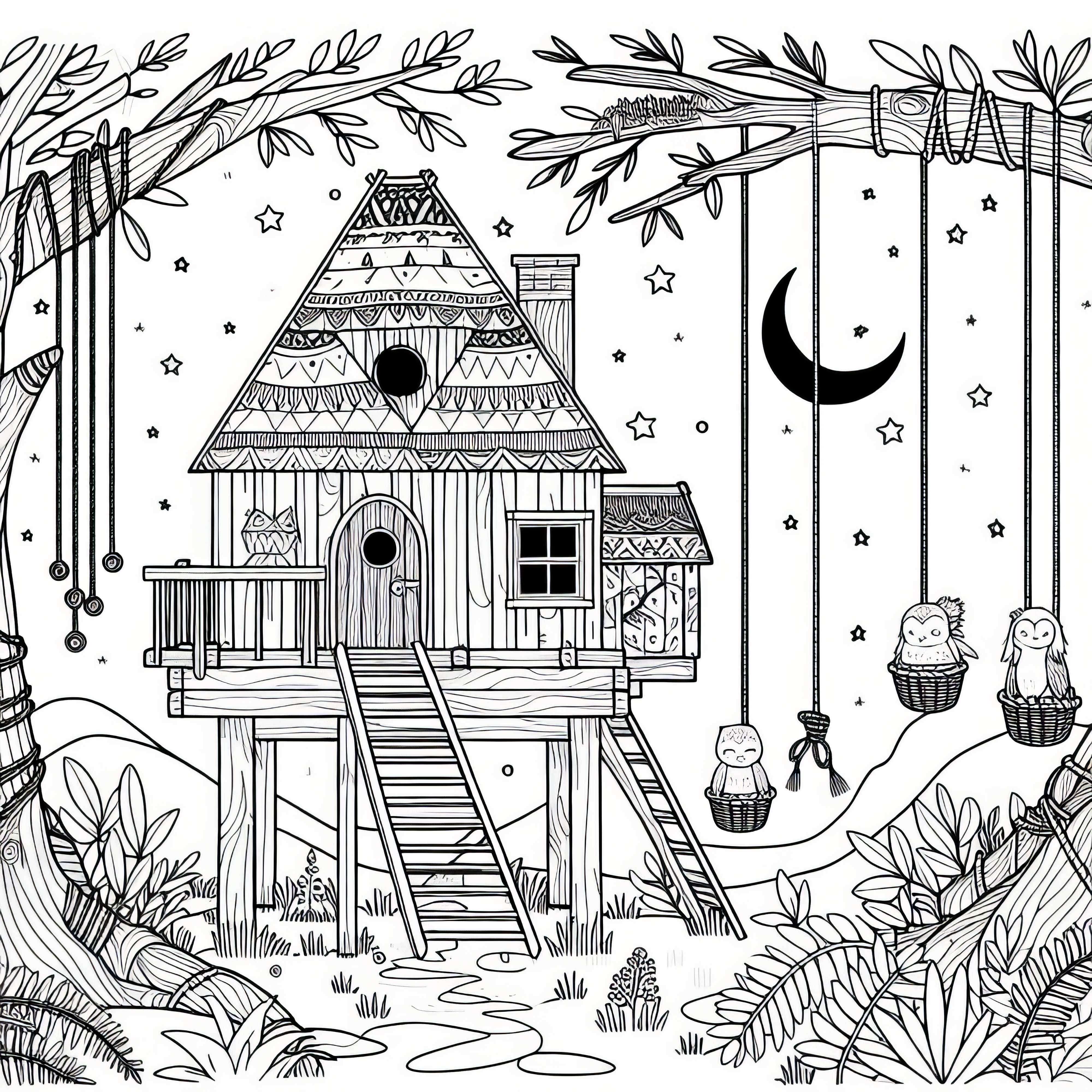 Image à colorier de la Maison Magique pour filles à partir de six ans, gratuitement