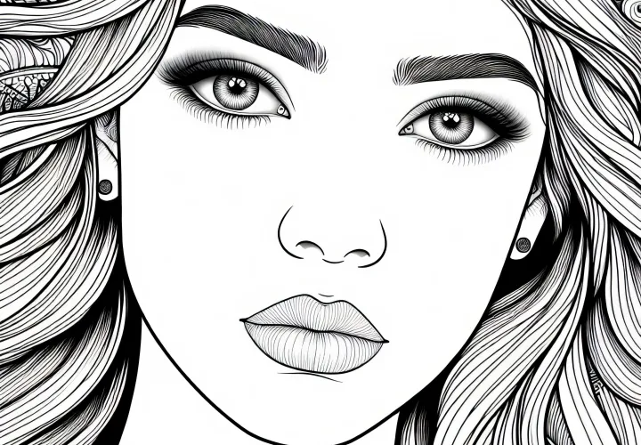 Portrait avec regard émotionnel – Modèle à colorier gratuit pour filles à partir de douze ans