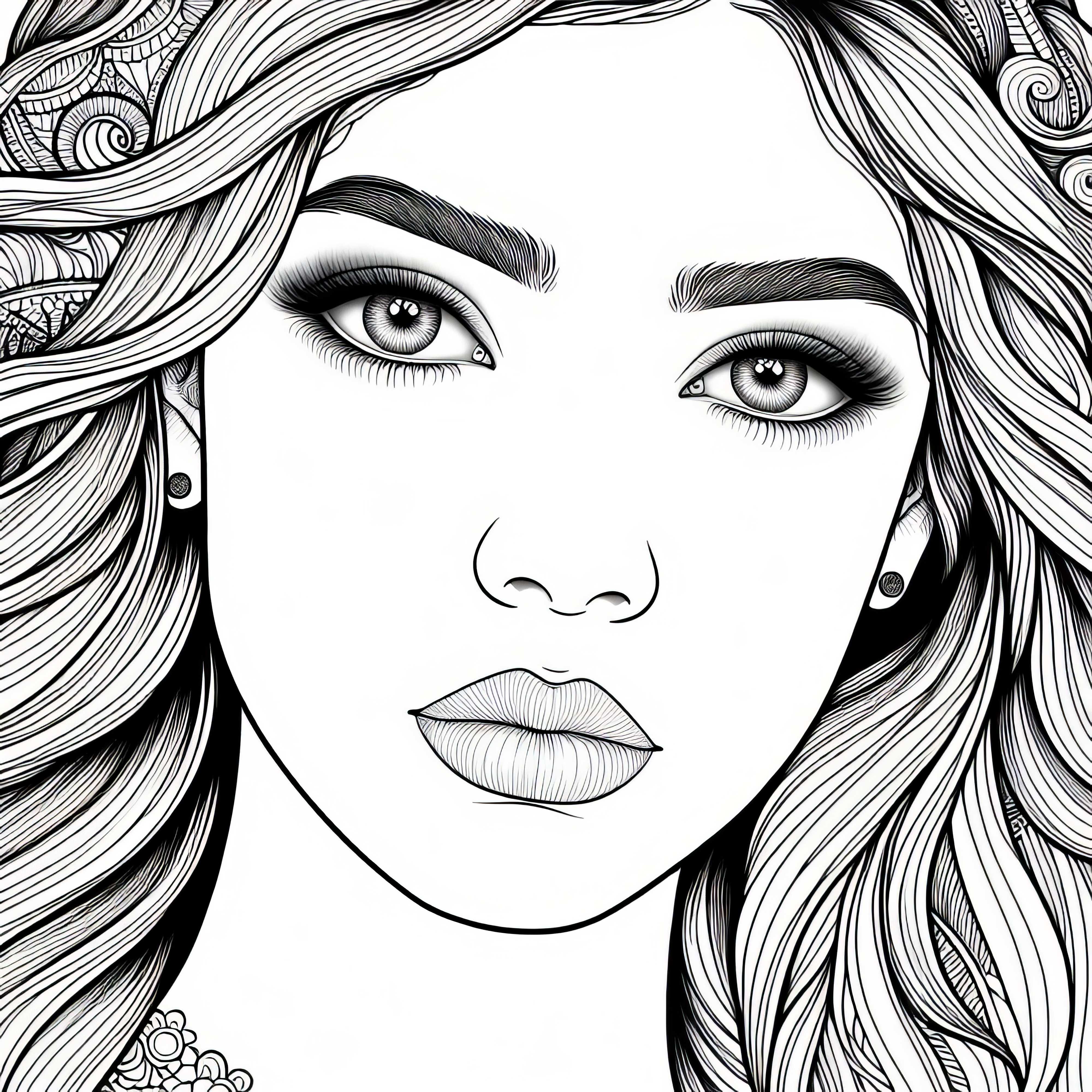 Portrait avec un regard émotionnel – Dessin à colorier gratuit pour les filles à partir de douze ans