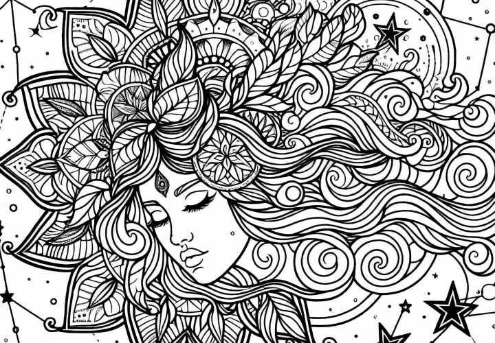 Modèle de coloriage de signe astrologique gratuit pour les filles de plus de douze ans