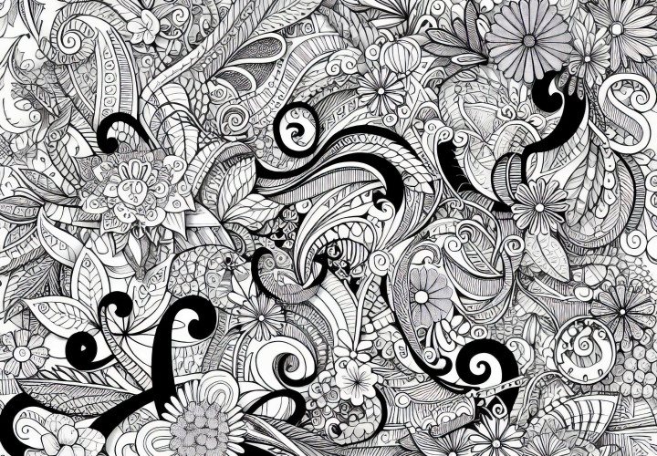 Modèle de coloriage d'ornements fleuris pour filles à partir de douze ans, gratuit