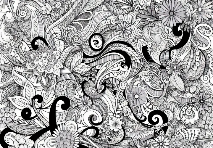Modèle de coloriage d'ornements fleuris pour filles à partir de douze ans, gratuit