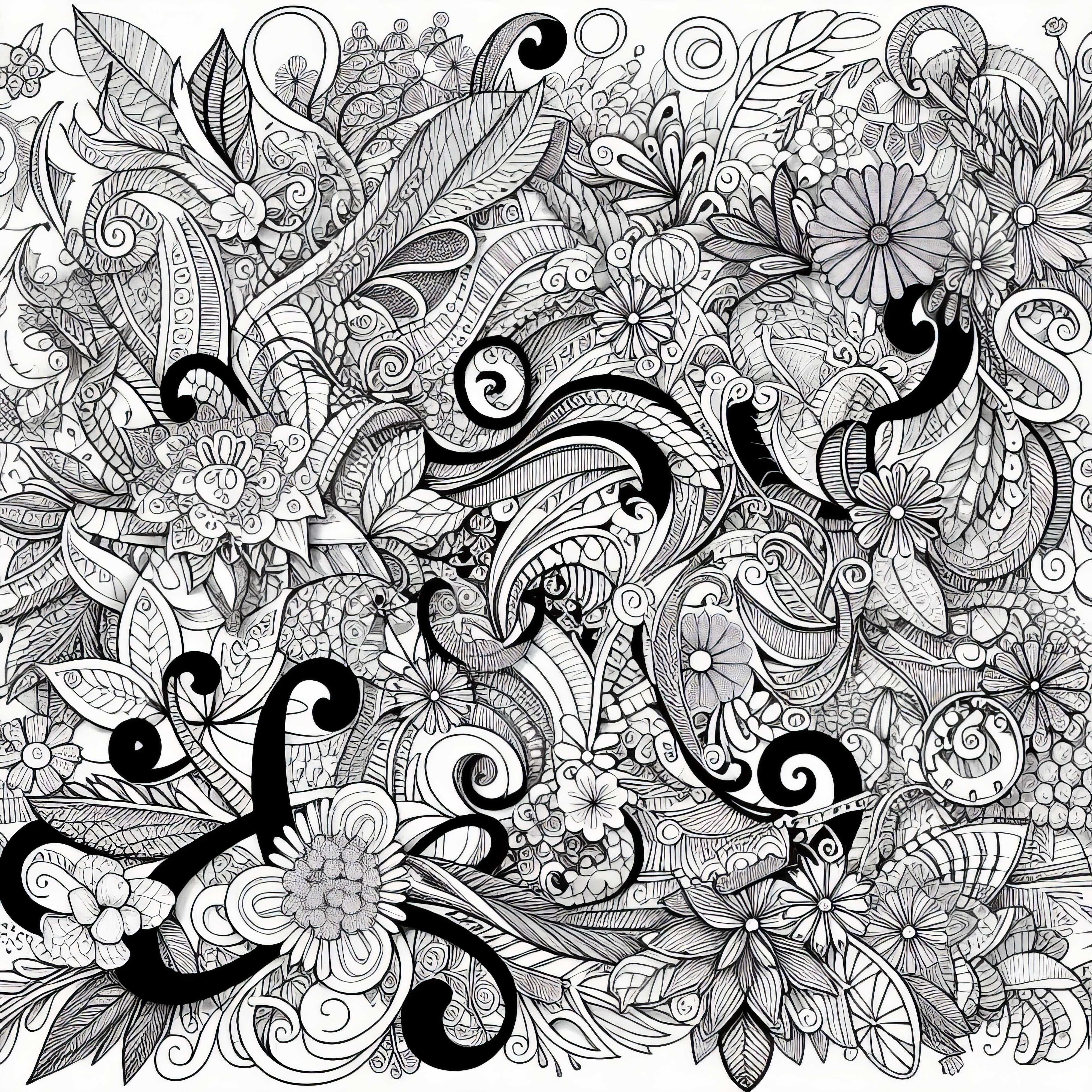 Modèle de coloriage d'ornements fleuris pour les filles à partir de douze ans, gratuit