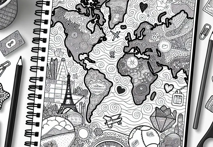 Journal avec carte - Dessin à colorier pour filles à partir de douze ans gratuitement