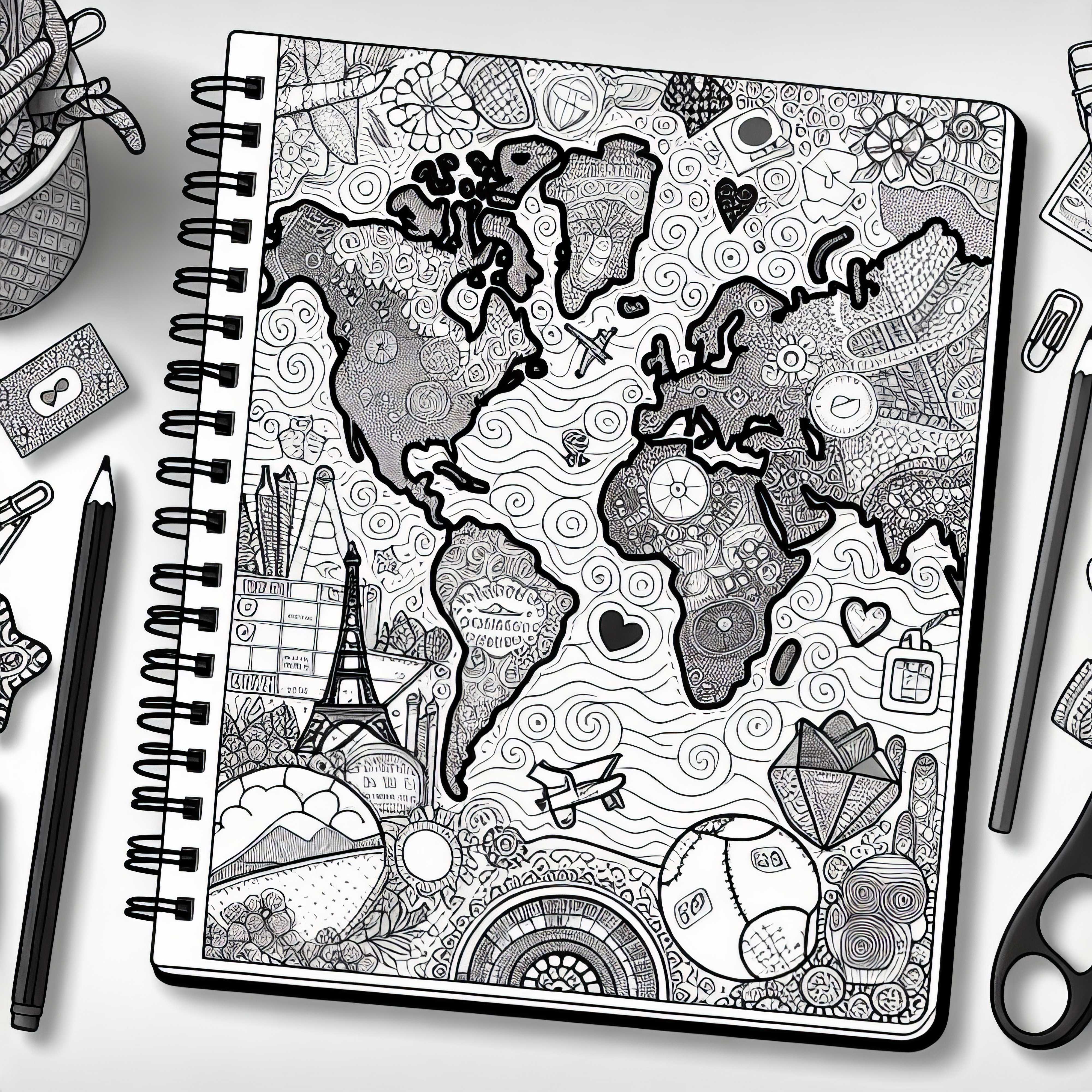 Journal avec carte – Image à colorier pour filles à partir de douze ans gratuite