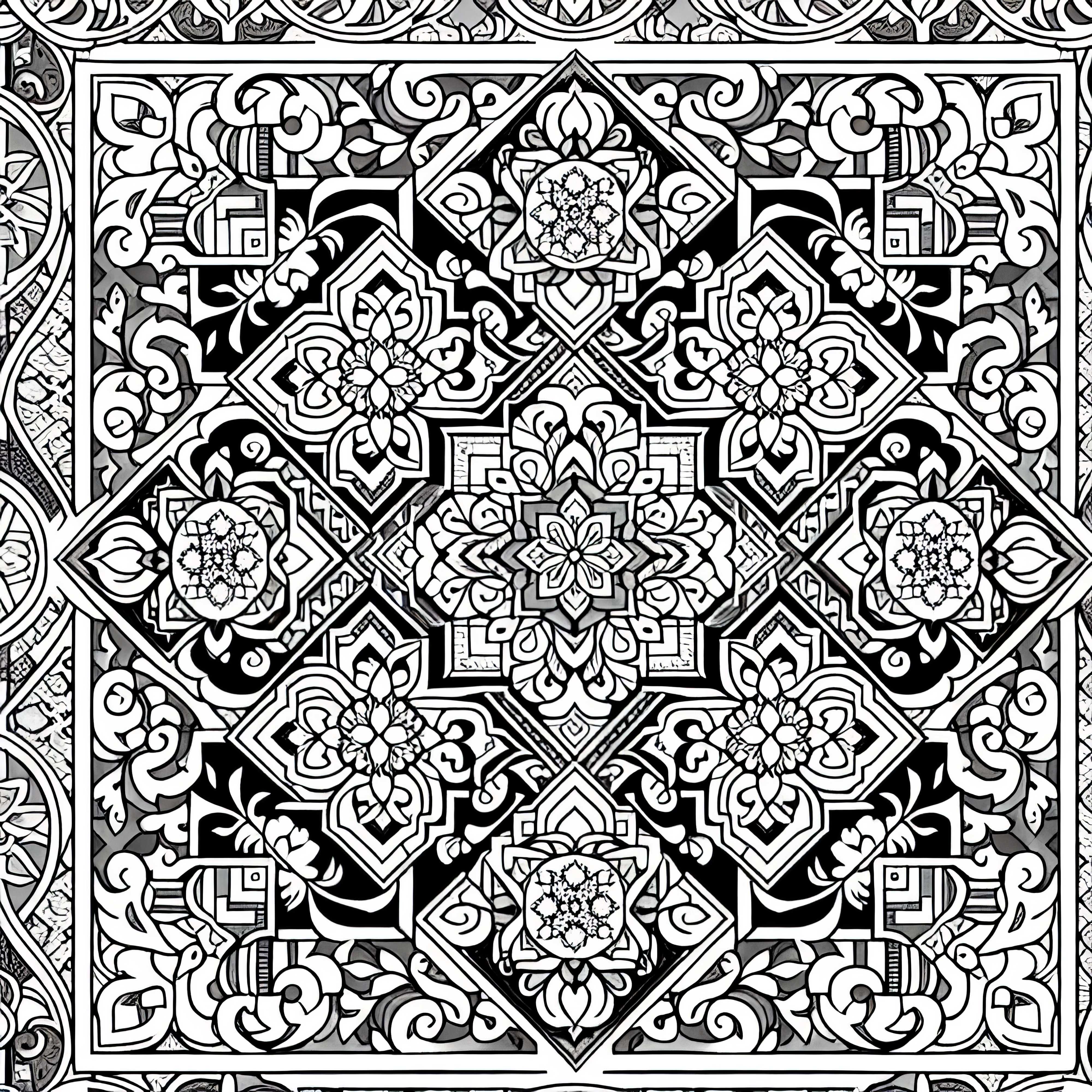 Carreau oriental avec un motif délicat - Image à colorier pour adultes gratuit