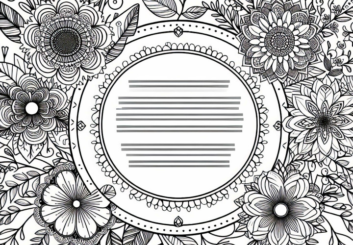 Cadre floral à colorier pour adultes - Téléchargez gratuitement