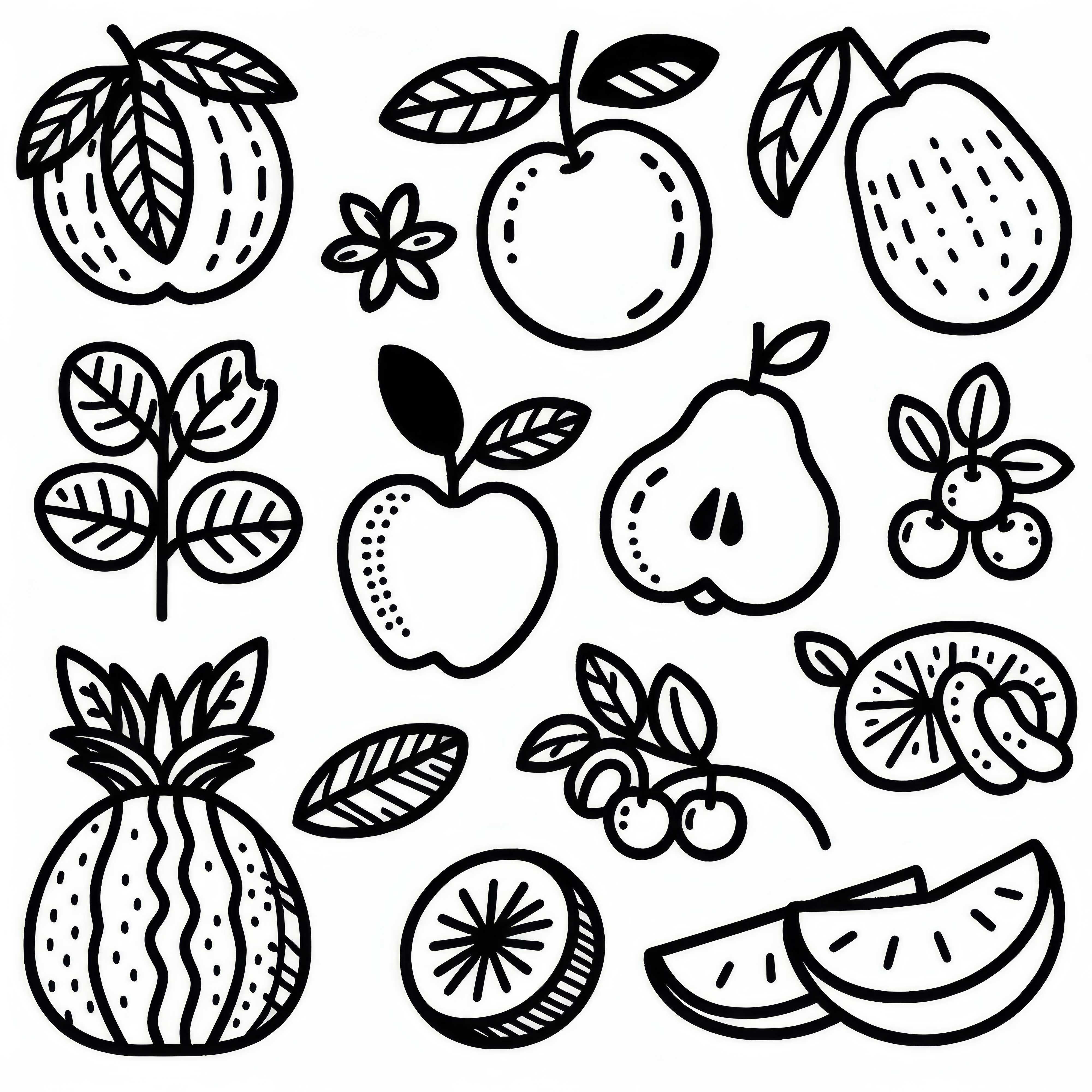 Simple Fruit Coloring Page Free