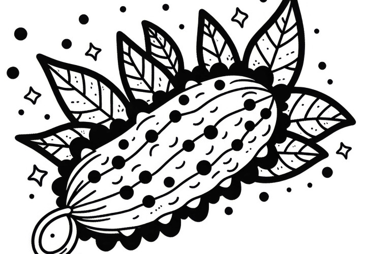 African Horned Cucumber Kiwano Coloring Page Free