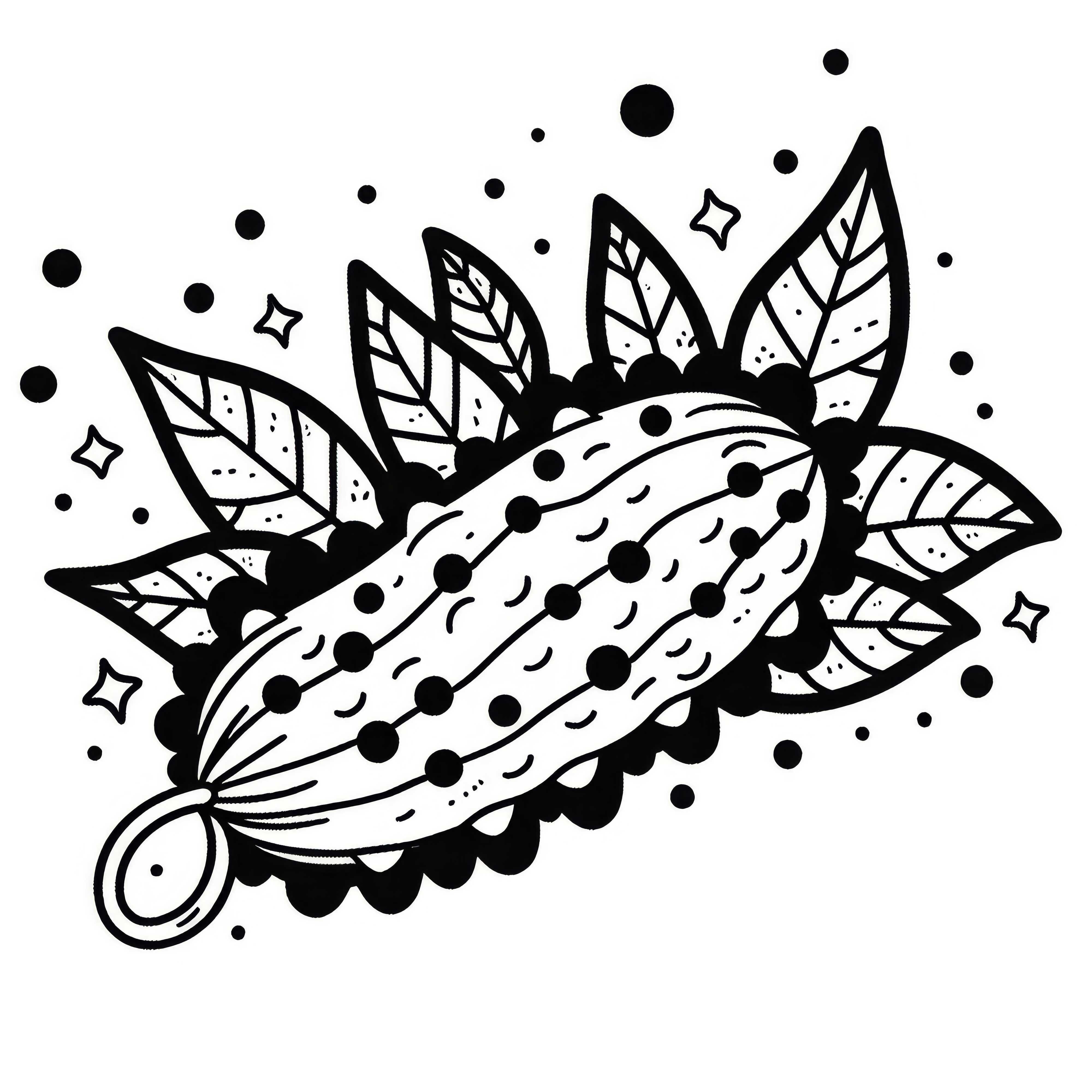 African Horned Cucumber Kiwano Coloring Page Free
