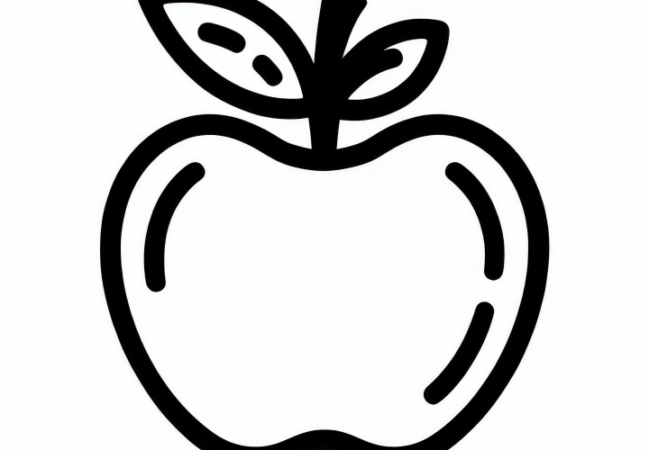 Apple Coloring Page Simple Free for Coloring
