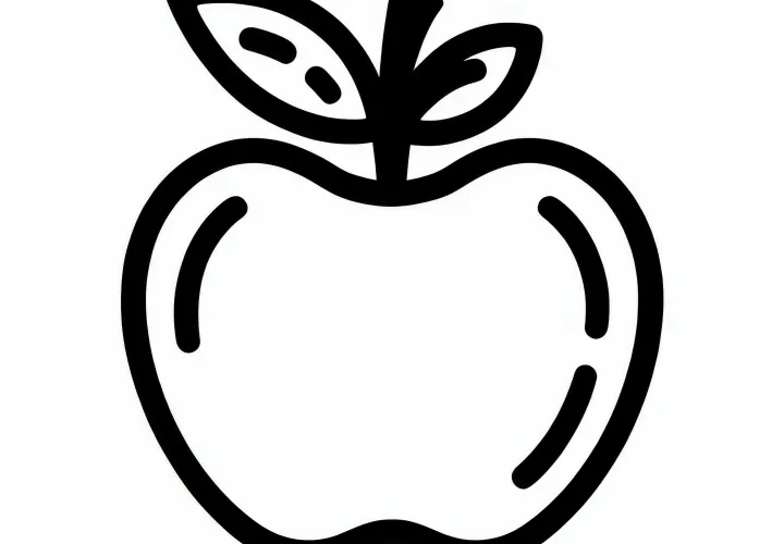 Apple Coloring Page Simple Free for Coloring