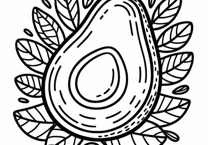 Free coloring page of an avocado fruit