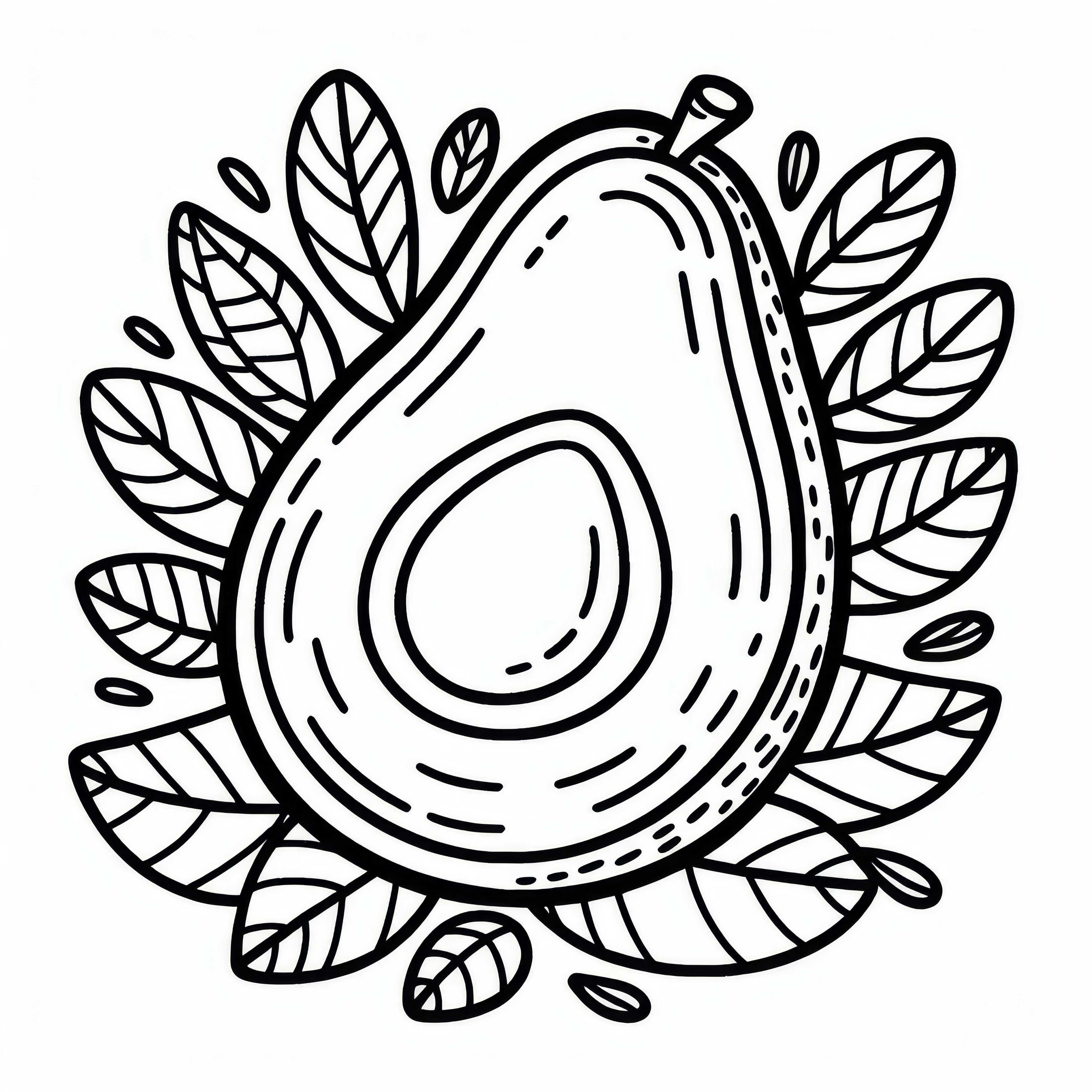 Free Avocado Fruit Coloring Page